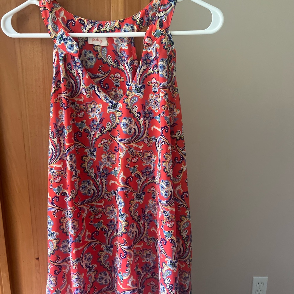 Pixley Red and Blue Paisley Mini Dress